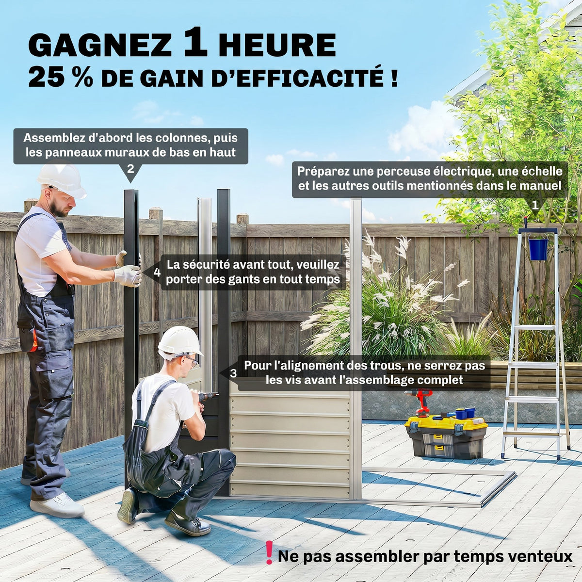 Abri de jardin 2,3m² - pour Outils - cabanon Porte verrouillable - dim. 191L x 130P x 166,5-183H cm - acier-3