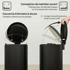 Poubelle de Cuisine 20 L en Métal, Poubelle à Pédale avec Couvercle à Fermeture Douce et Seau Amovible, Noir-4