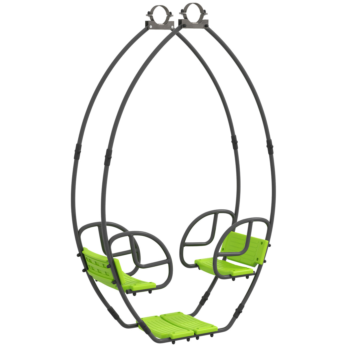 Balançoire pour enfants structure en métal avec poignée pour 2 enfants de 3 à 6 ans 110,5 x 40,5 x 180 cm vert-0