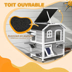 Maison Extérieur pour Chat Abri Extérieur en Bois pour Chats Errants 2 Étages Toit Ouvrant Bitumé 99,5x76x91cm Gris-3