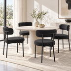 Lot de 4 chaises de salle à manger avec dossier en tissu pieds en acier 51 x 51 x 76 cm noir-8