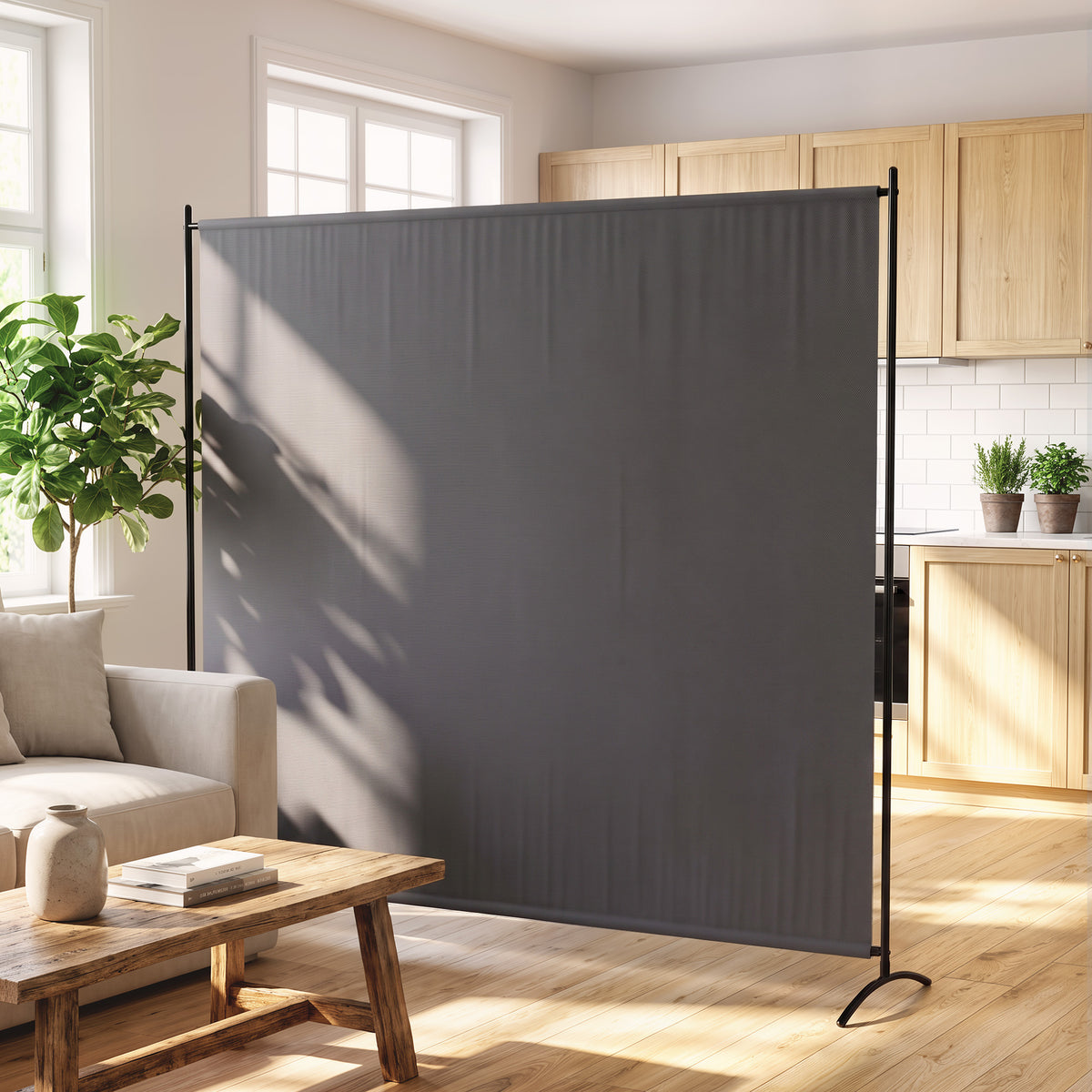 Paravent Extérieur à Panneau Unique, Séparateur de Pièce de 180H cm avec Protection UV30+, Gris Foncé-8
