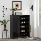 Meuble à chaussures 20 paires armoire à chaussures à haute brillance 5 niveaux étagères réglables 72x34x103cm noir-9