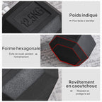 Haltère hexagonal 12,5 kg en fonte caoutchouté pour maison bureau gym à domicile, noir-3