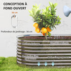 Carré potager de jardin potager surélevé, résistant à la rouille en acier galvanisé 160 x 80 x 56 cm argent-6