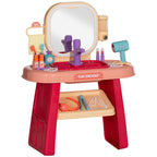 Coiffeuse pour enfants 23 PCS, table de maquillage avec miroir, lumière LED et musique, pour enfants de 3 à 6 ans, rose-0