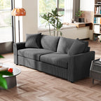 Canapé 3 places 212 cm avec 2 coussins à ressorts, tissu velours côtelé, pour salon, chambre, bureau à domicile, gris foncé-9