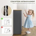 Meuble à chaussures 12 paires, armoire à chaussures étroite avec 2 tiroirs rabattables et étagères réglables, gris foncé-6