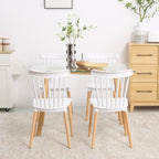 Lot de 4 chaises style scandinave dossier haut assise en polypropylène pieds en hêtre 48 x 52,5 x 83 cm blanc-6