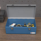 Caisse boite à outils en métal transportable avec 3 poignées, 2 loquets, dim. 50L x 26l x 18,5H cm, bleu-6