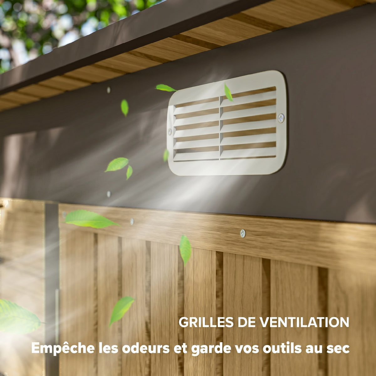 Abri de Jardin en Métal 3 m² Facile à Monter, Cabane de Jardin Structure en Acier Galvanisé Améliorée, Chêne-6