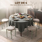 Lot de 4 Tabourets Empilables Ronds avec Assise Rembourrée, sans Dossier, Gain de Place, 45 x 45 x 47,5 cm, Marron Cair-3
