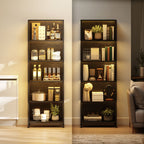 Bibliothèque étagère de rangement à 5 niveaux avec éclairage LED 7 couleurs, structure en acier, 60 x 30 x 179 cm, noir-6