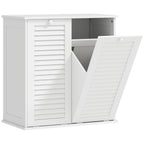 Meuble salle de bain avec panier à linge armoire salle de bain en bois portes persiennes 2 paniers 70 x 38 x 73 cm blanc-0