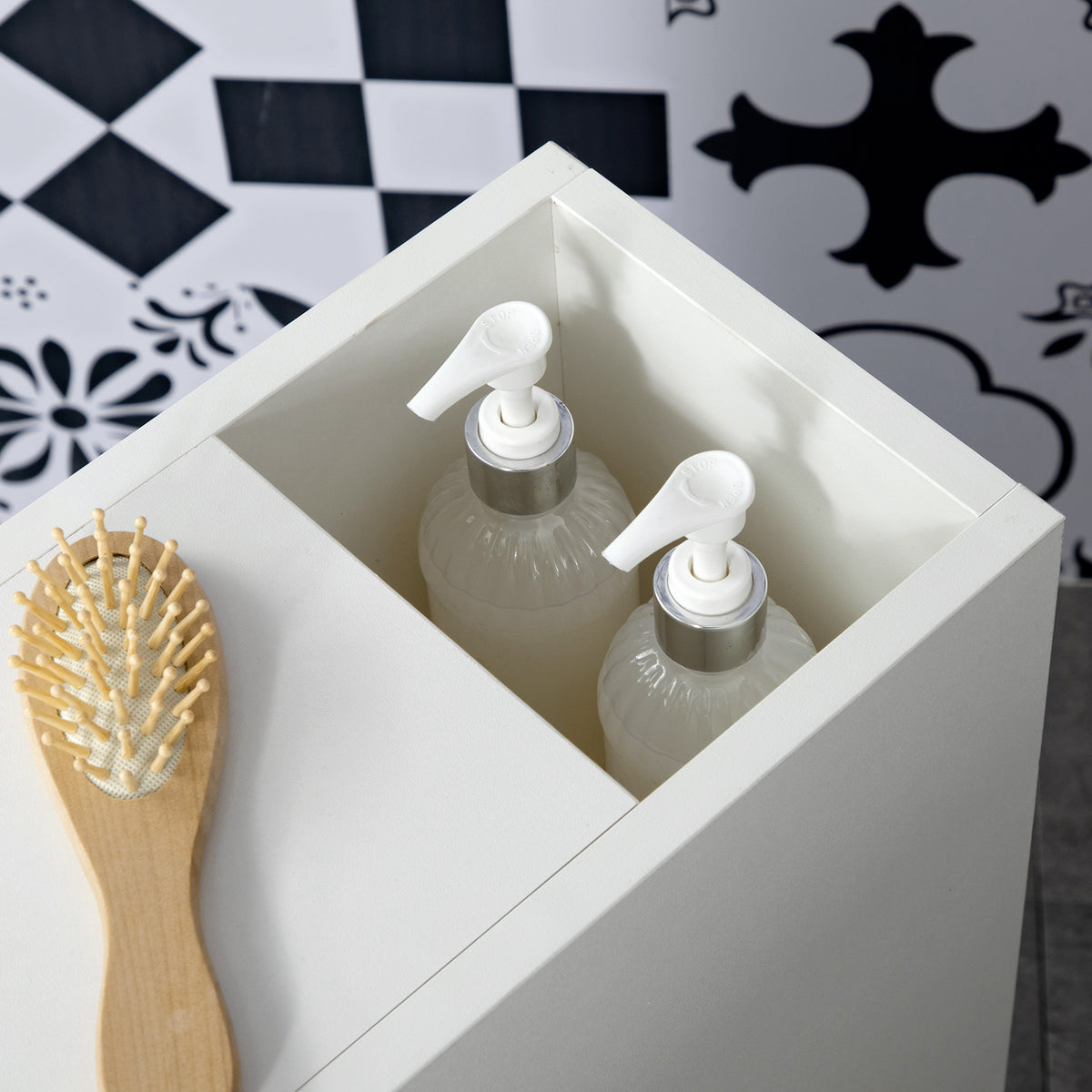 Porte-Papier Toilette 3 Niveaux avec Sortie Intégrée, Panneaux de Particules Aspect Blanc-8