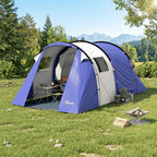 Tente de Camping pour 4 Personnes, 2 Chambres, Imperméable 3000mm, avec Tapis de Sol et Sac, 420x300x200cm, Bleu Foncé-8