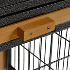 Clapier à lapin cage à lapin 2 niveaux 3 portes verrouillables rampe toit ouvrant bitûmé métal époxy pin pré-huilé-8