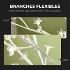 Arbre Lumineux LED 180 cm 180 LEDs Blanc Chaud, Arbre Artificiel de Cerisier en Fleurs, IP44, Intérieur Extérieur, Blanc-5