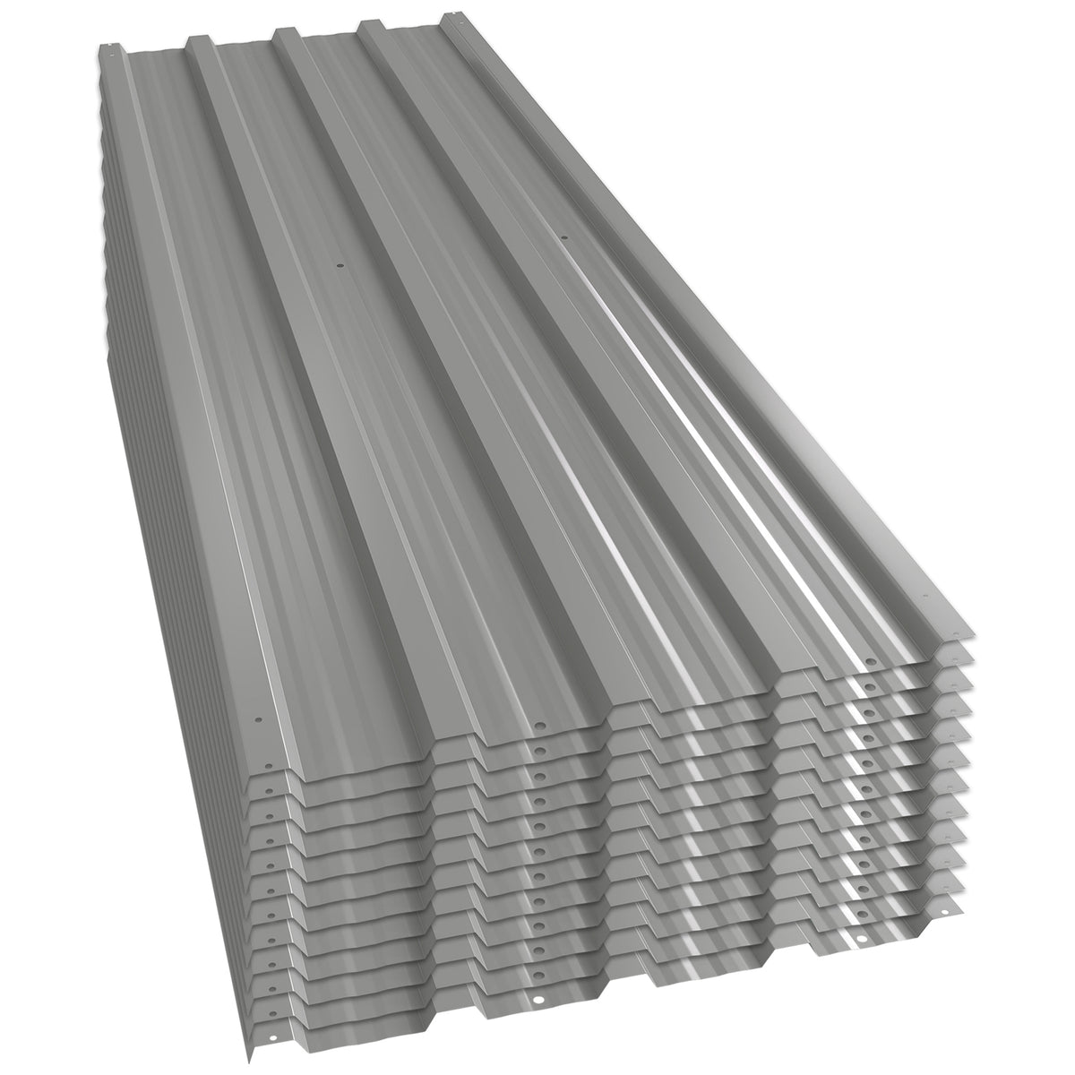 Lot de 12 panneaux en acier galvanisé Résistant aux Intempéries, gris clair, dim. d'un panneau 129L x 45l cm-0