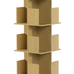 Bibliothèque Rotative à 4 Niveaux, Étagère Rangement avec 16 Compartiments, 39 x 39 x 128,3 cm, Chêne-8