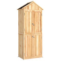 Armoire de Jardin en Bois Abri à Outils Rangement Extérieur Toit en Pointe en Asphalte 82x50x190cm Bois Naturel-0