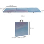 Tapis de gymnastique yoga pilates fitness pliable en 3 panneaux avec poignées revêtement synthétique 180 x 60 x 5cm bleu-2