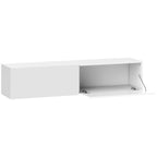 Meuble TV suspendu pour téléviseur jusqu'à 45 55 65 pouces avec 2 placards à portes, 140 x 33 x 29,8 cm, blanc-0