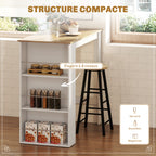 Table de bar table haute de cuisine mange-debout comptoir 112L x 57l x 106H cm - 3 étagères - aspect chêne clair blanc-3