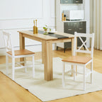Lot de 2 chaises de salle à manger en bois massif chaise de cuisine esprit campagne dossier croisé blanc et chêne-1