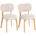 Lot de 2 chaises de salle à manger, chaises de cuisine rembourrées, pieds en bois d'hévéa, 46,5 x 52 x 80 cm, crème-0
