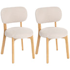 Lot de 2 chaises de salle à manger, chaises de cuisine rembourrées, pieds en bois d'hévéa, 46,5 x 52 x 80 cm, crème-0
