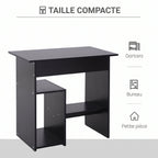Bureau d'ordinateur, bureau avec rangement, plateau pour clavier et support de moniteur, 80 x 45 x 75 cm, noir-4