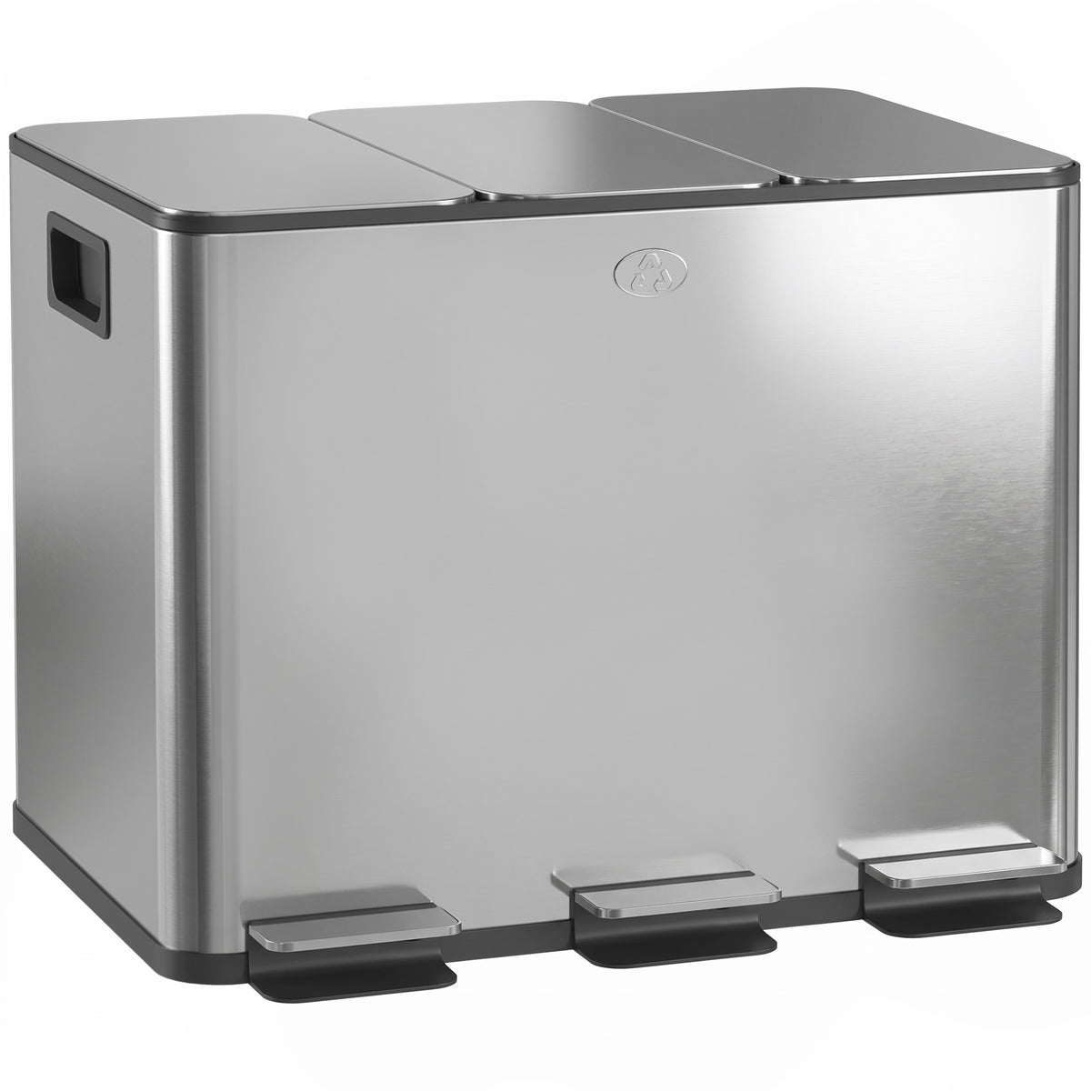 Poubelle de cuisine, poubelle tri sélectif, 3 compartiments de 20L, seaux intérieurs amovibles, 61,9x36,6x56,7cm, argent-0