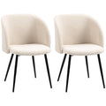 Lot de 2 chaises de salle à manger avec dossier en tissu effet laine boucleé pieds en acier 55 x 62 x 80 cm beige noir-0