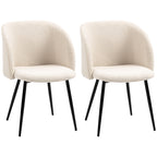 Lot de 2 chaises de salle à manger avec dossier en tissu effet laine boucleé pieds en acier 55 x 62 x 80 cm beige noir-0