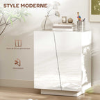 Buffet meuble de rangement avec placard double porte et étagère réglable, 70 x 40 x 88 cm, blanc brillant-3
