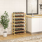Casier à bouteilles, porte-bouteille en bois à 7 niveaux pour 42 bouteilles, 63 x 25 x 102cm, naturel-1