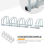 Râtelier 5 vélos range-vélos support de rangement pneu 65 mm sol ou mural pour VTT enfants BMX 145 x 33 x 27 cm acier argent-4