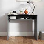 Bureau informatique sobre épuré compact avec 1 étagère, panneaux de particules, dim. 90l x 50P x 74H cm, gris-7