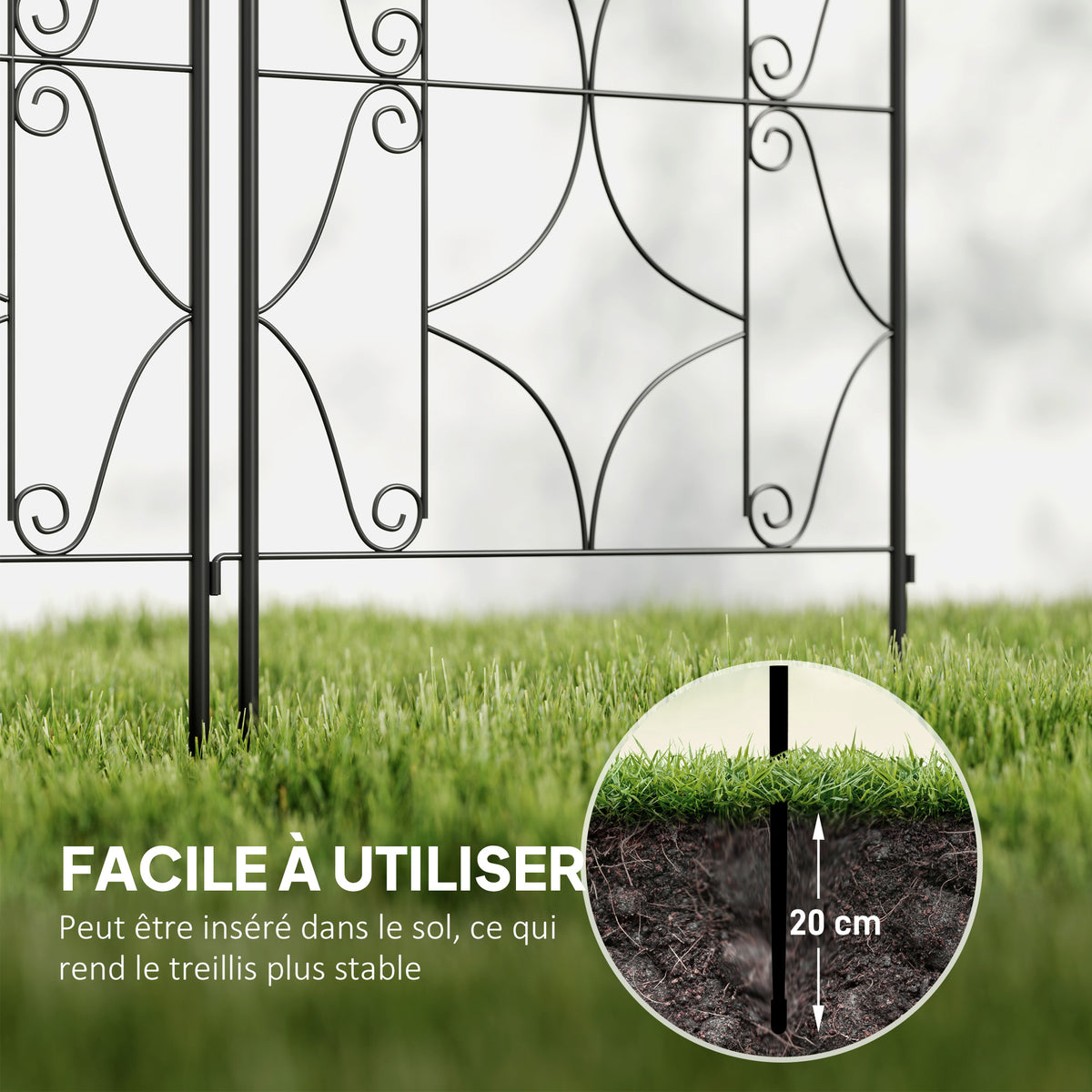 Support pour plantes grimpantes avec motif lot de 2 treillis de jardin pour vigne fleurs légumes métal 50 x 150 cm noir-4