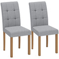 Lot de 2 chaises de salle à manger, chaise de cuisine moderne avec siège rembourré en tissu effet lin, gris clair-0