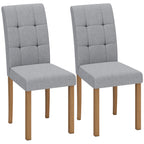 Lot de 2 chaises de salle à manger, chaise de cuisine moderne avec siège rembourré en tissu effet lin, gris clair-0