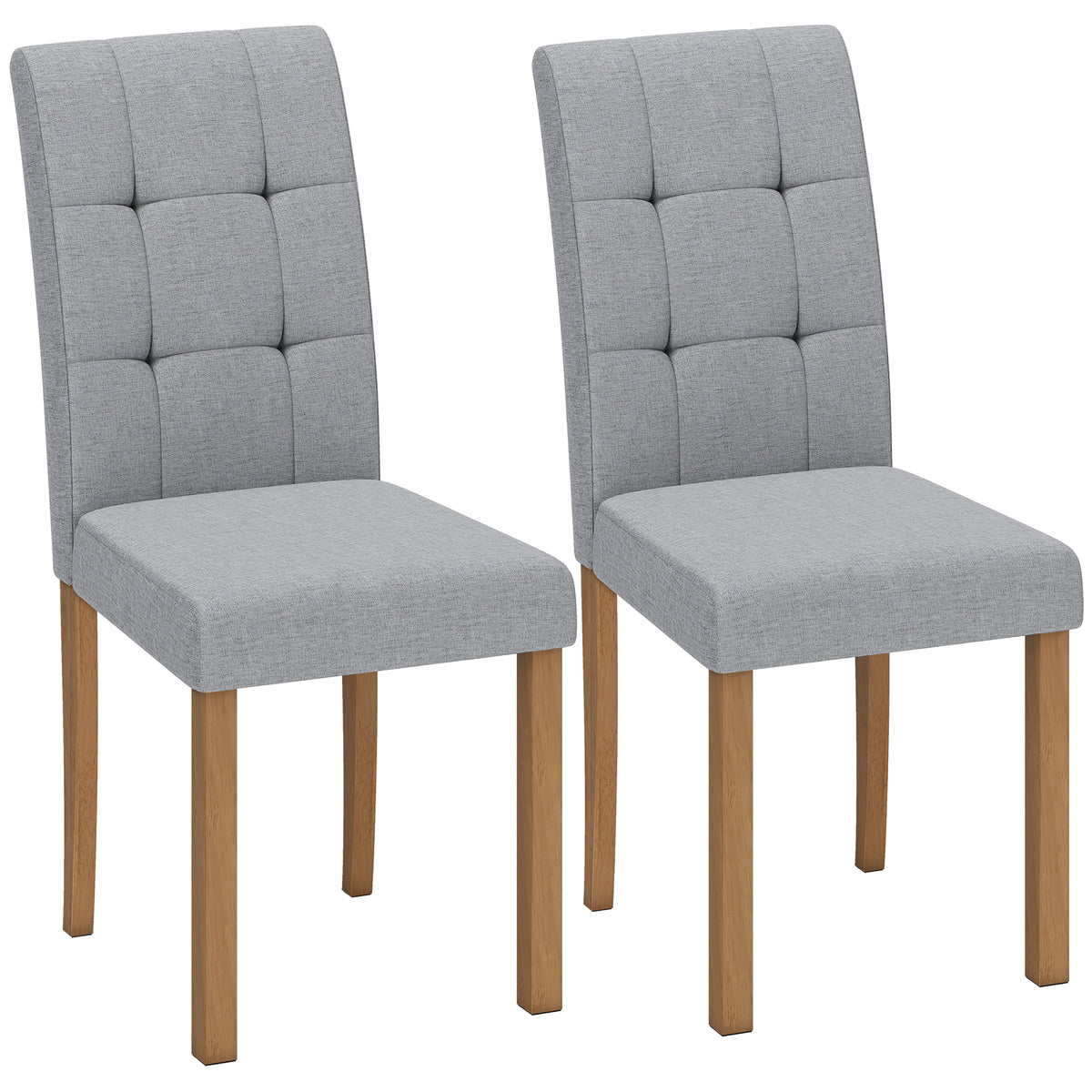 Lot de 2 chaises de salle à manger, chaise de cuisine moderne avec siège rembourré en tissu effet lin, gris clair-0