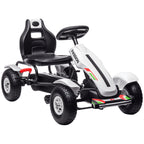 Kart à pédales pour enfant siège réglable 3 positions frein à main enfant de 5 à 12 ans blanc noir-0
