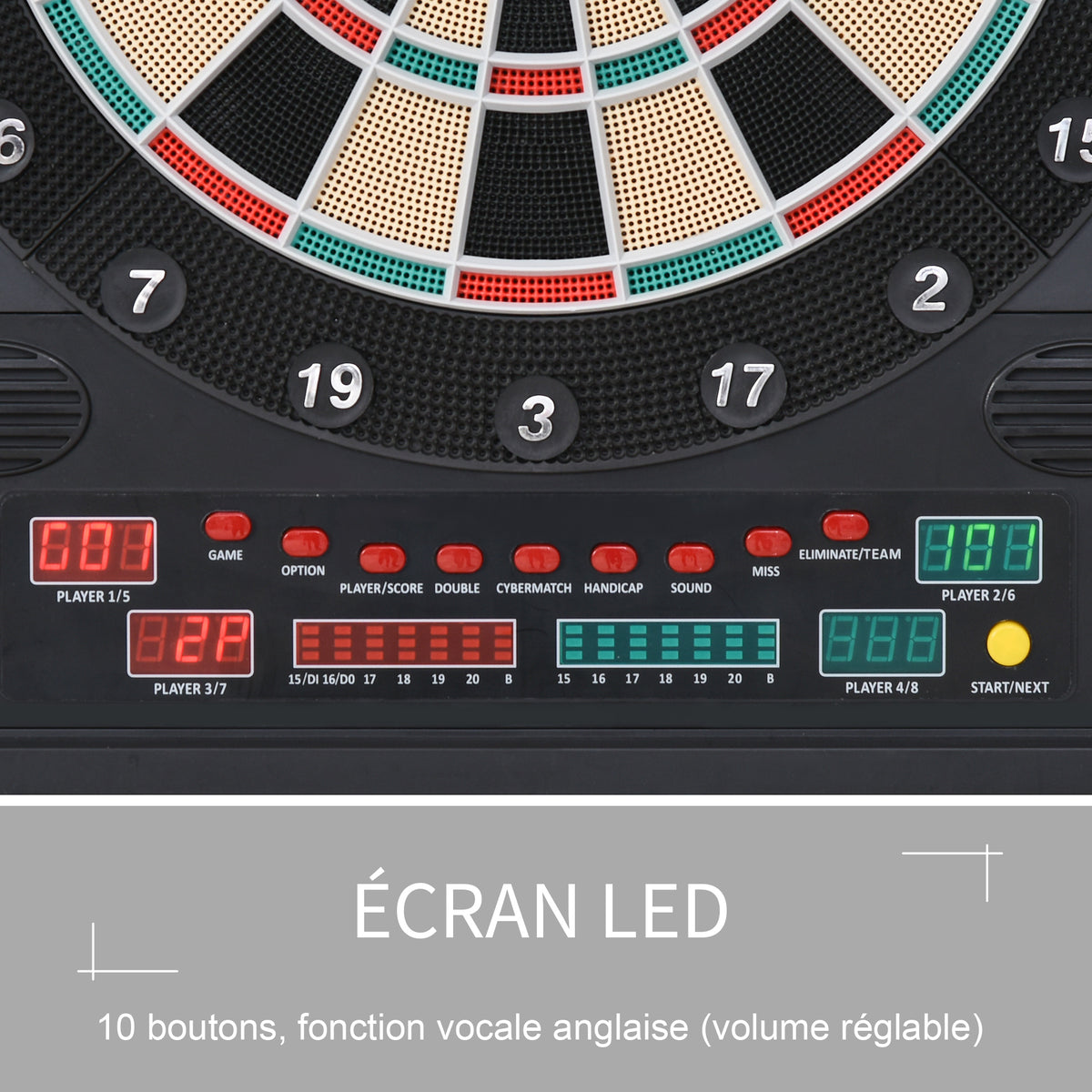 Cible de Fléchettes Électronique Refermable 27 Jeux 202 Variations jusqu'à 8 Joueurs Affichage LED-3