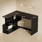 Bureau d'Angle, 120 x 100 x 76 cm, Bureau Informatique en L avec Plateau de Clavier, 4 Compartiments Ouverts, Noir-2