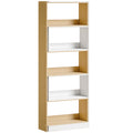 Bibliothèque d'angle rotative 350° à 5 niveaux, étagère de rangement extensible en forme L, 60-111x24x164cm, chêne-0
