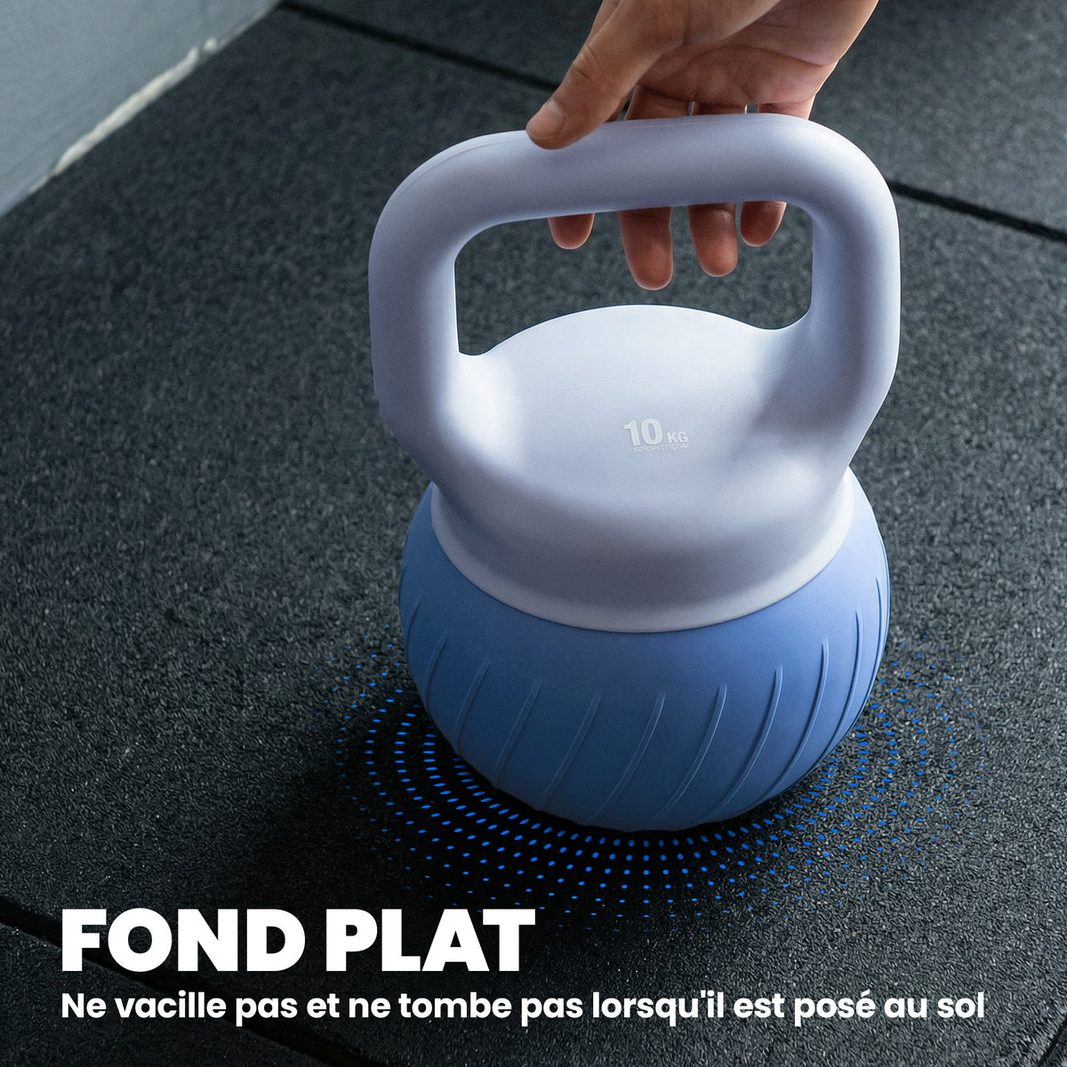 Kettlebell 10 kg, haltère avec poignée Antidérapante ergonomique, haltère à boule, musculation, entraînement, Bleu-5