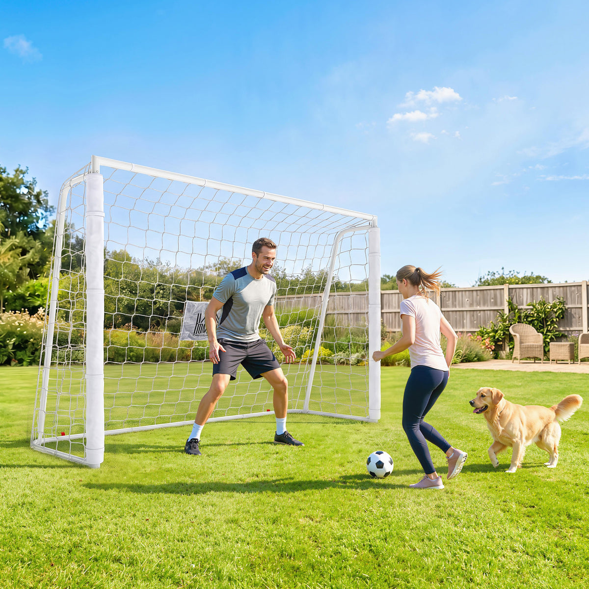 But de football - cage de foot - but d'entrainement dim. 186L x 62l x 123H cm - châssis métal filet PE - piquets & outil inclus - blanc-8