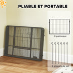 Parc pour chien, enclos chien 6 panneaux modulable et pliable, portable en acier avec porte 80 x 60 gris-5